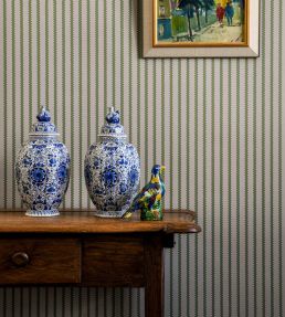 Stiched Stripe Wallpaper by Langelid Von Bromssen Leaf Green