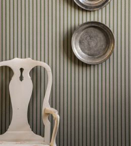 Stiched Stripe Wallpaper by Langelid Von Bromssen Leaf Green