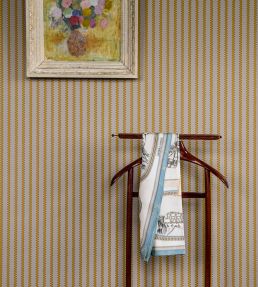 Stiched Stripe Wallpaper by Langelid Von Bromssen Mustard