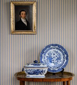 Stiched Stripe Wallpaper by Langelid Von Bromssen Washed Denim