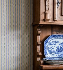Stiched Stripe Wallpaper by Langelid Von Bromssen Washed Denim