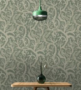 Stitched Birds Wallpaper by Josephine Munsey Aqua