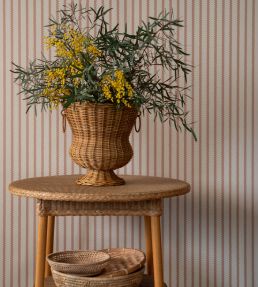 Stitched Stripe Wallpaper by Langelid Von Bromssen Burnt Rose