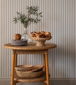 Stitched Stripe Wallpaper by Langelid Von Bromssen Faded Denim