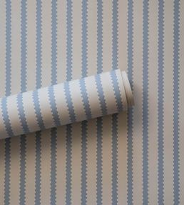 Stitched Stripe Wallpaper by Langelid Von Bromssen Faded Denim