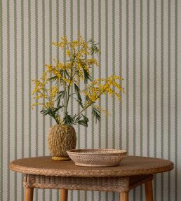 Stitched Stripe Wallpaper by Langelid Von Bromssen Olive