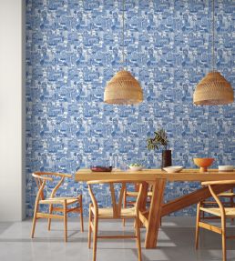 Stockholm Wallpaper by Scion Cloudless Blue