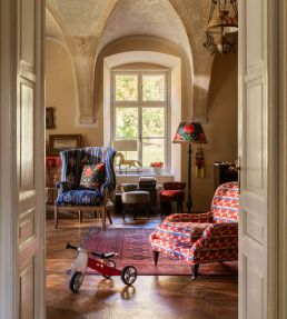 Stove Tile Fabric by MINDTHEGAP Red