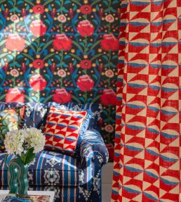 Stove Tile Fabric by MINDTHEGAP Red