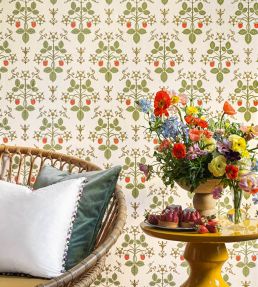 Strawberry Wallpaper by Cole & Son China Blue on Cream