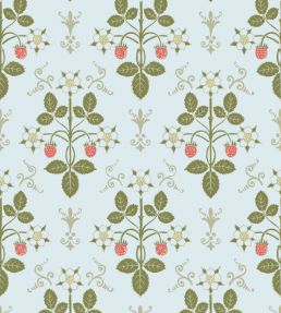 Strawberry Wallpaper by Cole & Son Olive on Print Room Blue