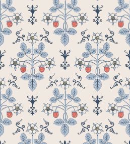 Strawberry Wallpaper by Cole & Son China Blue on Cream