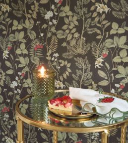 Strawberry Field Wallpaper by Casadeco Noir Fusain