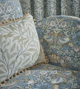 Strawberry Thief Fabric by Clarke & Clarke Denim/Spice