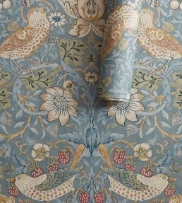 Strawberry Thief Wallpaper by Morris & Co Slate/Vellum