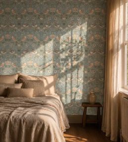 Strawberry Thief Wallpaper by Morris & Co Slate/Vellum
