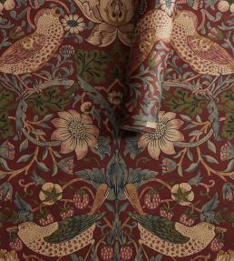 Strawberry Thief Wallpaper by Morris & Co Wine