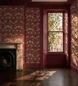 Strawberry Thief Wallpaper by Morris & Co Wine
