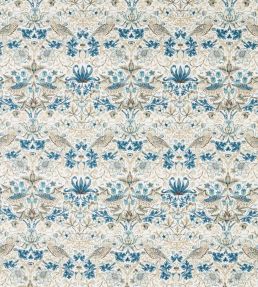 Strawberry Thief Wide Width Fabric by Morris & Co Mineral Blue/Linen
