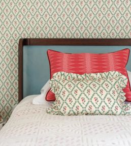 Strawberry Trellis Cushion 46 x 32cm by Barneby Gates Vintage Cream