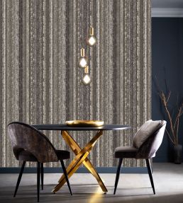 Striatus Wallpaper by Clarke & Clarke Charcoal/Gilver