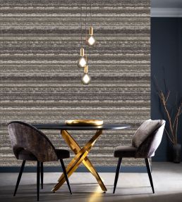 Striatus Wallpaper by Clarke & Clarke Charcoal/Gilver