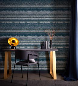 Striatus Wallpaper by Clarke & Clarke Midnight