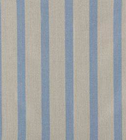 Bold Stripe Linen Fabric by Volga Linen Cornflower Blue / Natural