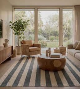 Lorena Canals Stripes Cotton rug Blue Sage/Toffee C-STRP-BSGTOF-XS Blue Sage/Toffee