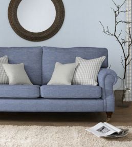 Suffolk Check Large Fabric by Ian Mankin Bluebell