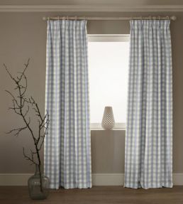 Suffolk Check Large Fabric by Ian Mankin Bluebell