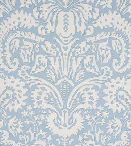 Suffolk Damask Wallpaper by Schumacher Blue