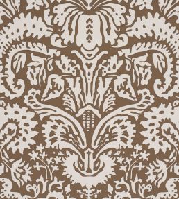 Suffolk Damask Wallpaper by Schumacher Brown