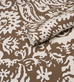 Suffolk Damask Wallpaper by Schumacher Brown