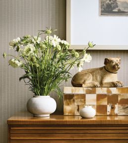 Suited Stripe Wallpaper by Thibaut Beige