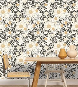 Sunflower Wallpaper by Caselio Noir Blanc