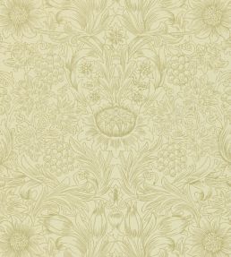 Sunflower Etch Wallpaper by Morris & Co Parchment/Gold