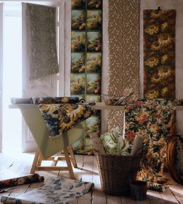 Sunforest Wallpaper by Clarke & Clarke Denim/Ochre