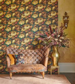 Sunforest Wallpaper by Clarke & Clarke Sage/Russet