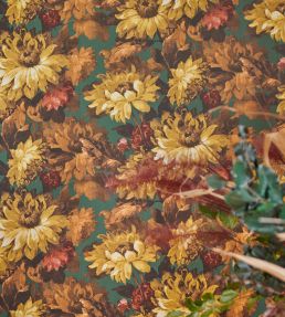 Sunforest Wallpaper by Clarke & Clarke Denim/Ochre