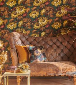 Sunforest Velvet Fabric by Clarke & Clarke Sage/Russet