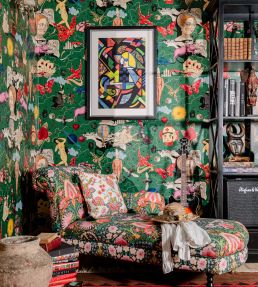 Susie Q Fabric by MINDTHEGAP Black Green
