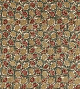 Suzani Archive Embroidery Fabric by Zoffany Russet/Sage Green