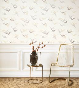 Swallow Wallpaper by Casadeco Blanc Neige