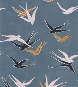 Swallow Wallpaper by Casadeco Bleu Orage