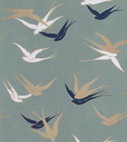 Swallow Wallpaper by Casadeco Vert Sauge