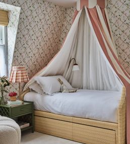 Sweet Peas on Bamboo Trellis Wallpaper by Alice Crawley Pink/Purple