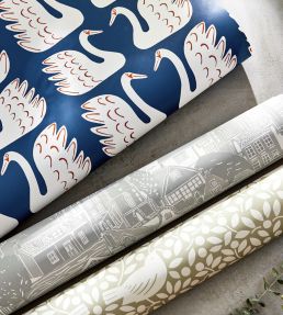 Swim Swam Swan Wallpaper by Scion Denim