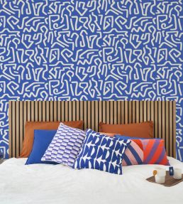 Symbol Wallpaper by Casadeco Bleu Indigo