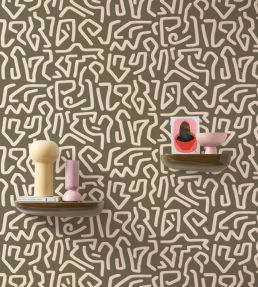 Symbol Wallpaper by Casadeco Kaki